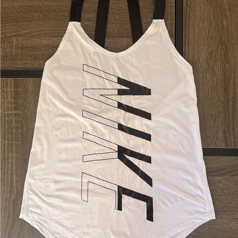 Nike White Tank with Black Lettering